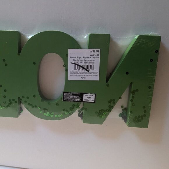 NWT Green Sequin Glitter 'Noel' Christmas Holiday Sign Decoration Home Michael's - Picture 6 of 7